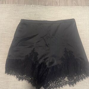 Black Lace Trim Shorts